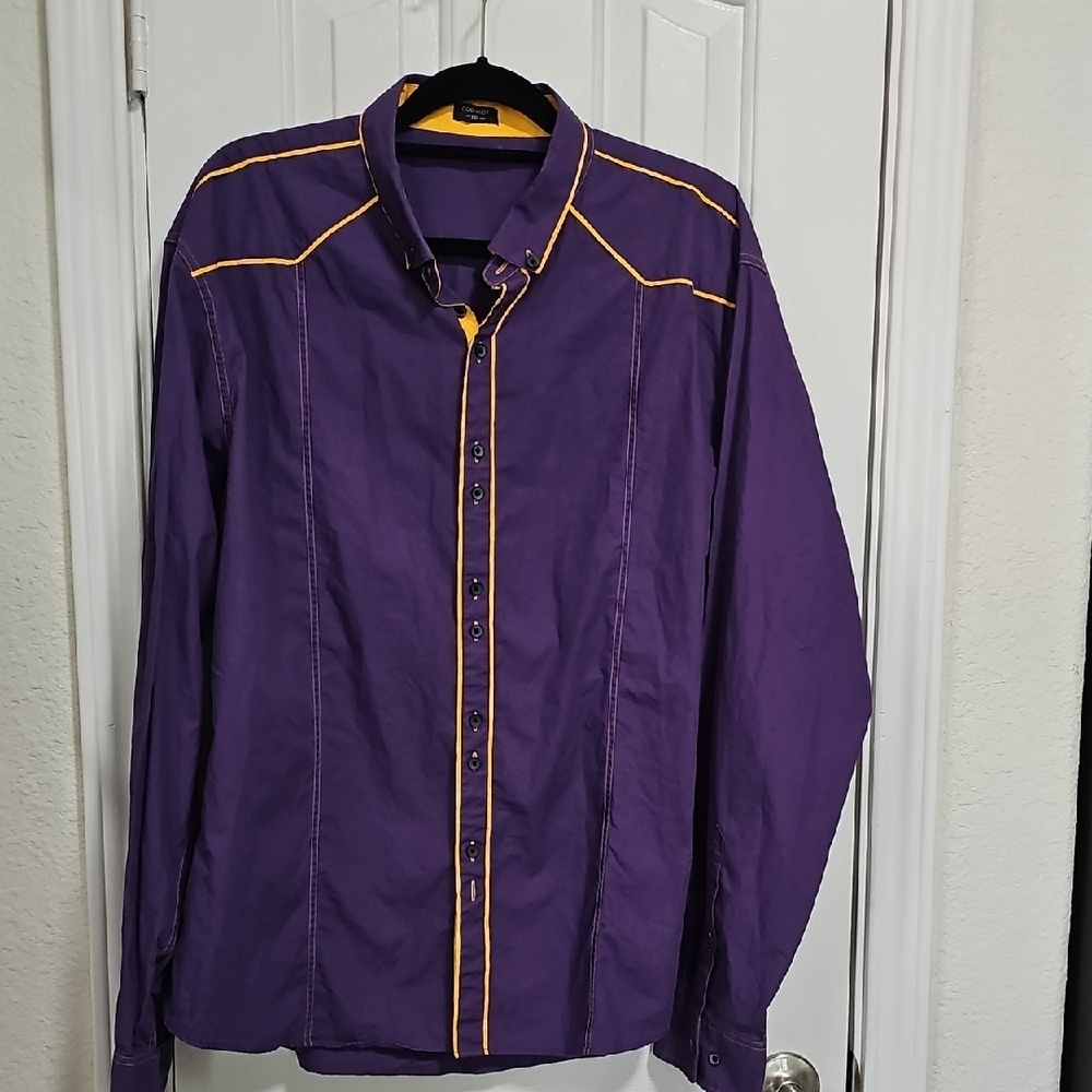 Coof andy Purple Button-Up Shirt with Orange Accents Size XXL